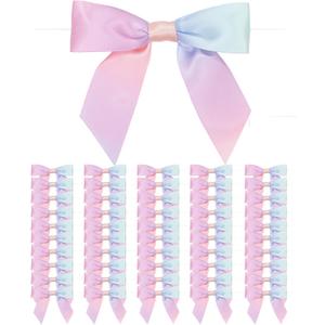 50pcs 3.5" Bows for Gift Wrapping Crafts, Ribbon Bows for Wrapping Gift Bakery Candy Treat Bag Christmas Halloween Wedding Bridal Shower Decor (Pink A)