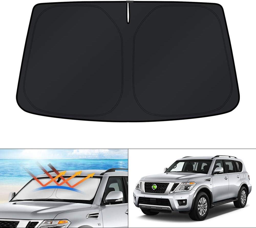 KUST Windshield Sun Shade for 2017-2025 2026 Nissan Armada Accessories Custom Fit Sunshade Window Sun Visor Protector Foldable Blocks UV Rays Keep Car Cooler