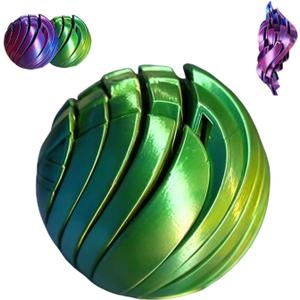 3D Printed Fidget Ball Toy, Sensation Stress Decrease Gear Sphere Fidget Toy with Liquid Flow Effect, Twistable Desk Toys for Anxiety Relaxation Office Home Travel (Green)