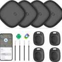 Android Air Tracker Smart Tags -4 Pack, Bluetooth Luggage Tracker Anti Lost Keys Finder/Item Locator with Holder Case Work with Google's Find Hub for Key, Backpack, Luggage, Wallet, Precise Position