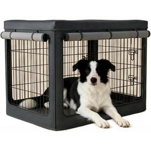 Dog Crate Cover, Fits Most 36-inch Dog Crates, with Detachable Top & Breathable Mesh,1680D Waterproof Oxford Cloth (More Durable and Heavy Duty), Waterproof Dog Kennel Cover, Black
