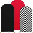 Arch Backdrop Cover Set of 3 Wedding Arch Covers Spandex Backdrop Stand 4ft, 5ft, 6ft for Wedding Birthday Banquet Boy Girl Ceremony Decoration (Black, White, Red)