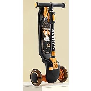 GLAMUP Kick Scooter Adjustable Height Adjustable Handlebar，Kids Scooter 3 Wheel with LED Lights，Suitable Kids Ages 2，Ages 6，Ages 8，Extra Wide Deck for Boys and Girls