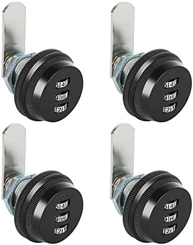JMIATRY 4 Pack Combination Cam Lock 3/4 Inch Cylinder Password Coded Locks Combi-Cam Lock for Cabinet Drawers Cam Locks Combination, Black