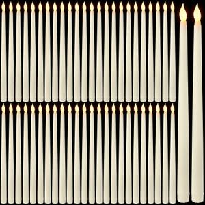 Flameless Flicker Taper Candles LED Candles Flickering Warm White Light Ivory LED Candlesticks Window for Christmas Wedding Home Decor(12.8 Inches,50)