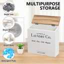 Magnetic Lint Bin for Laundry Room - Dryer Lint Bin with Lid - Wooden Lint Holder, Magnetic Lint Trash Can, Rustic Lint Box - Modern Farmhouse Laundry Room Decor, White