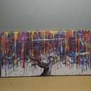 Abstract Colorful Tree of Life Painting Canvas Wall Art Big Tree Branches Picture Poster Prints for Living Room Home Decor Wrapped Ready to Hang 20x40Inch