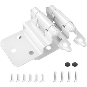 3/8 Inch Inset Cabinet Hinges, Pair of 25, Self Closing Flush Face Mount Hinges with Door Bumper, Variable Decorative Hardware for Bathroom, Furniture, Kitchen Cabinet Doors, White