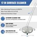 janz 17" Pressure Washer Surface Cleaner with 4 Wheels, 1/4" Quick Plug, 2 Extension Wands, 2 Replacement Nozzles and 3 Spray Nozzles, 4000 PSI