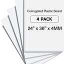 PEKGRIL 24" x 36" Corrugated Plastic Board, 4MM Thick Thick Blank Poster Board, Waterproof Coroplast Sheets, White Corrugated Plastic Sheets, 4 Pack