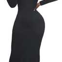 Women's Long Sleeve Bodycon Dress - Maxi Casual Fall Club Party Long Tight Pencil Dresses Black L