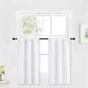 RYB HOME Room Darkening Curtains for Small Winow Lower Portion Decor Energy Saving Drapes for Kitchen Bedroom Bathroom Downstairs Window RV Curtains, W 29 x L 24, Pure White, 2 Panels