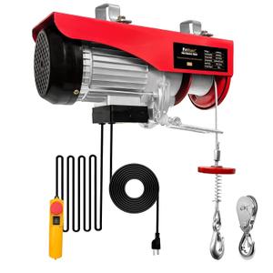 Electric Hoist 440 Lbs, 110V Electric Winch with 13ft Remote Control, Material Handling Tool with 38ft Lifting Height for Garage, Factories, Warehouses, Attic, Emergency Stop Switch