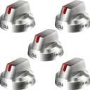 DG64-00473A Fits Samsung Stove Knob Replacement, Top Burner Control Dial for Samsung Gas Stove Knobs, Compatible with Stove Number NX58H5600SS NX58H5650WS NX58J7750SS NX58M6850SS, 5 Pack (Silver)