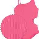 Kanu Surf Girls Cori Beach Sport One Shoulder Side Cut UPF 50 1pc Swimsuit (Pink)