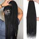 Xtrend 8 Packs 24 Inch Box Braids Crochet Hair Pre-Looped Knotless Medium 3X 144 Strands Boho Hair Extensions Long Black Synthetic for Woman (1B#)