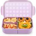 MISS BIG Lunch Box Kids, Leak Proof Lunch Containers, Moms Choice No BPAs and No Chemical Dyes Bento Box for Kids,Microwave and Dishwasher Safe Lunch Box (Purple M)