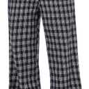 ANRABESS Women's Striped Gingham Pants 2025 Fall Pajama Lounge Boxer Pants Casual Wide Leg Drawstring PJ Bottoms Trousers (Multi Black Plaid), S