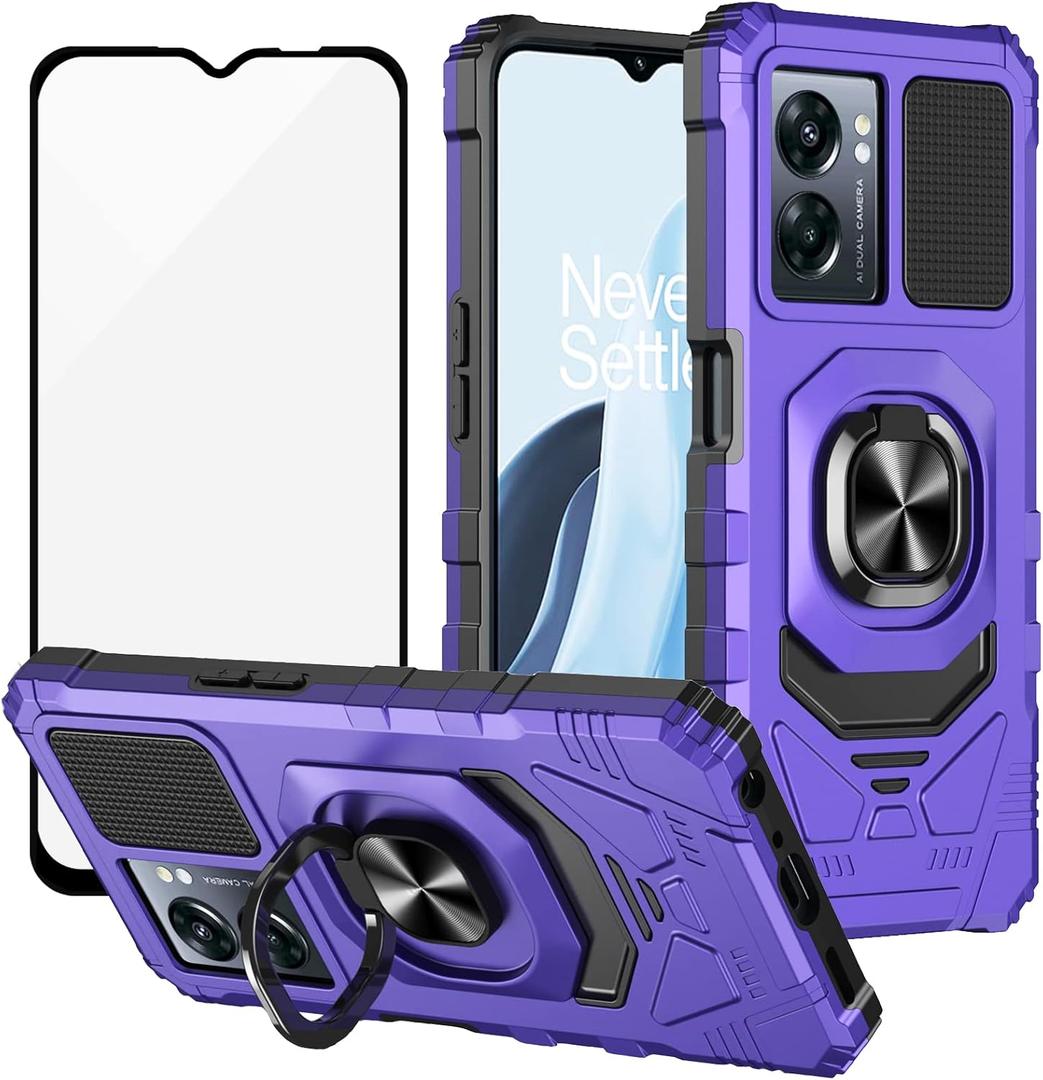 Ailiber for AT&T Propel 2 5G Cell Phone Case, Cricket Magic 2 Case with Screen Protector, Ring Kickstand for Magnetic Car Mount, Rugged Shockproof Heavy Duty Cover Case for Magic 2-Purple