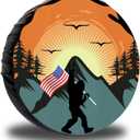 Spare Tire Cover for RV Trailer, Waterproof Leather American Flag Spare Tire Cover Protectors, Fit for Jeep Wrangler RV, SUV, Truck Travel Trailer Tires 14" 15" 16" 17"