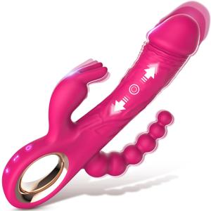Thrusting Rabbit Vibrator for Blended Full-Body Pleasure, with G Spot & Clitoral Stimulation for Pinpoint Ecstasy, and an Ergonomic Handle for Effortless Control