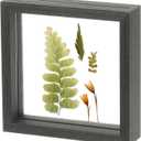 Uxcell Wooden Pressed Flower Frame Handmade, 6x6 Inch Square Floating Picture Frame Double Glass Frame for Pressed Flowers Artwork Photo Frame Tabletop Display, Black Wood