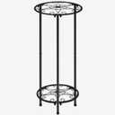 CASIMR Plant Stand Indoor Outdoor, Metal Rustproof Flower Shelf 2 Tier 23.9 inch, Tall Multiple Plant Pot Holder Rack for Garden Patio Living Room Corner Balcony, Black