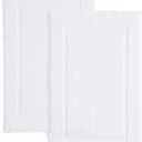 Casual Living White Cotton Bath Mats Set of 2 Towel Mats for Bathroom Floor Banded Rugs Soft Absorbent Ring Spun Cotton Washable Essentials Bathroom Shower Accessories, 34-inch x 21-inch, White