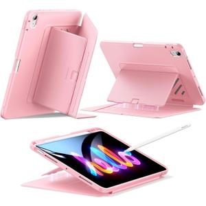 ESR for iPad Air 11 Inch Case M3/M2 (2025/2024), iPad Air 5th/4th Gen (2022/2020), Vertical Stand Cover, Multi Stand Angles, Ultra-Stable Case with Pencil Holder, Flip Series, Pink