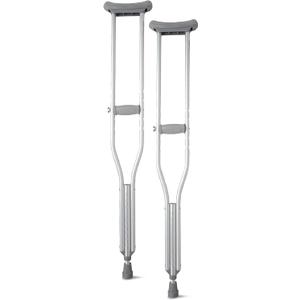 Medline Aluminum Crutches for Kids, Adults & Seniors, Walking Aid, 300 LB Weight Capacity,1 Pair, Fitting 5'2" - 5'10"