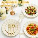 175 Piece Plastic Dinnerware Set Disposable Dinnerware Set for 25 Guests Include 50 Plastic Plates 25 Silverware Set 25 Cups and 25 Napkins for Mother's Day Party Wedding BirthdayWhite and Gold