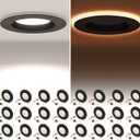 POWERASIA 24 Pack Black 5/6 Inch LED Can Lights with Night Light, 5CCT Retrofit Recessed Lighting Selectable 2700K-6000K Dimmable, 12W=75W, 1200LM Downlight with Metal Smooth Trim-ETL and Energy Star (5CCT+NT-BK)