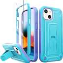 URBANITE for iPhone 13 Case with Kickstand, Military Grade Shockproof Protection Cover with Screen Protector Compatible with Apple iPhone 13 6.1 Inch Phone (Blue and Purple)