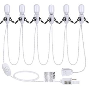 Meonum 1 Pack Accessory Cord with 6 LED Light Bulbs, 13.9ft End to End Connected Cool White Lights, Blow Mold Light Cord with Adjustable Brightness for Holiday Decoration, Christmas Village House