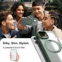 ZHK 360 Rotatable Ring for iPhone 12/12 Pro Case Magnetic, [Military Grade Drop Proof] [Translucent Frosted Back Panel] Slim Non-Slip Matte Phone Case for iPhone 12/12 Pro 6.1'', Midnight Green