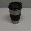 YINBAOGE Insulated Travel Coffee Mug, Spill & Leak Proof, Portable To Go Camping Stainless Steel Coffee Tumbler, Reusable Thermal Coffee Cup with Lid for Hot & Cold Drinks (Silver black, 17 OZ)