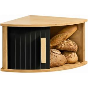 Corner Bread Box for Kitchen Countertop, Bread Storage Container for Homemade Bread, Two Layer Breadbox under Cabinet Mount, Large Bread Holder for Kitchen Counter, Panry Shelf