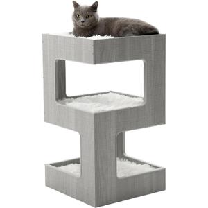 ACH Modern Cat Furniture Cat Tree Spacious Perch Multi-Level Cat Tower for Indoor Cats 27.5 Inch Luxury Cat Tree Stand House for Kittens with Removable Soft Blanket and Condo