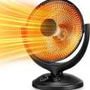 Kismile Oscillating Parabolic Space Heater with Thermostat and Timer, Radiant Dish Heater with Tip-Over and Overheating Protection For Indoor Use, 1000w