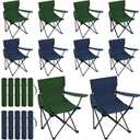 Huwena 10 Pack Folding Camping Chairs with Cup Holder and Carry Bags, Portable Outdoor Lawn Chairs Bulk for Picnic Party Backyard Events Beach Outdoor Activities, 19.7 x 19.7 x 31.5 inches