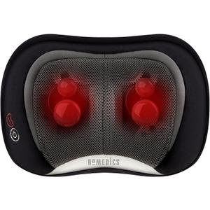 Homedics Back and Neck Massager, Portable Shiatsu All Body Massage Pillow with Heat, Targets Upper and Lower Back, Neck and Shoulders. Lightweight for Home, Office, Travel (Black)