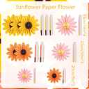 Orange Yellow Paper Fan, Pink, Orange and Yellow Paper Flowers for Sunflower Party Decorations, Paper Flowers Decorations for Wall, Sunflower Birthday Decor, Baby Shower, Classroom Decor