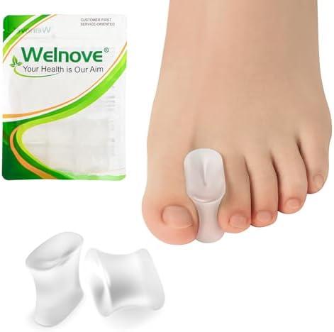 Welnove Upgraded Gel Toe Separators – 6-Pack Aloe Vera Extract Infused Silicone Toe Spacers for Straightening Overlapping Toes, Calluses – Bunion Corrector for Men and Women (Large, Clear)