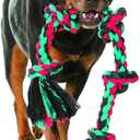 Mammoth Flossy Chews Multi Color 5 Knot Rope Tug – Premium Cotton-Poly Tug Toy for Dogs – Interactive Dog Rope Toy – Tug Dog Chew Toy for Big Dogs - X-Large, 36”