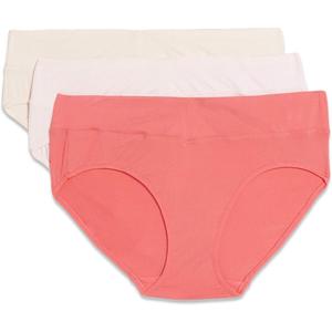 Warner's Women's Blissful Benefits Dig-Free Comfort Waist Moisture-Wicking Microfiber Brief Ru4963w (3X-Large, Roswater/Pearled Ivory/Coral)
