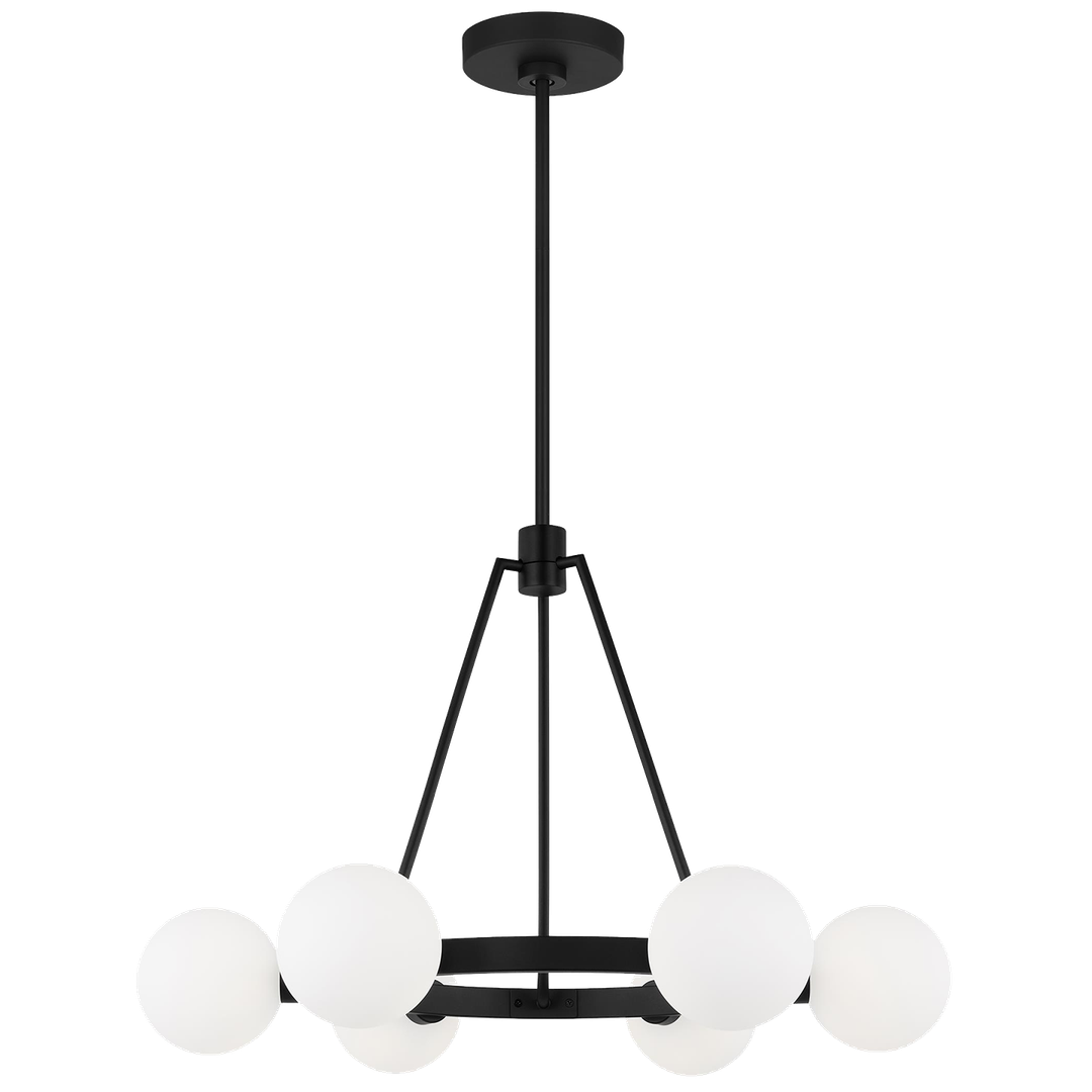 6-Light Globe Chandelier Mid Century Black Chandeliers,Modern Globe Round Pendant Light Fixture for Dining Room Over Table,Sputnik Pendant Light Fixture for Living Room Foyer Bedroom T720666CH-BK