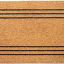 Welcome Doormats, Natural Coco Coir Mats with Non-Slip PVC Backing, Indoor Outdoor Mats for Home & Office, Floor Mats for Door Decor, Plain Entry Mat with Stripes, Beige & Black, 30"x17" (Lines Print)
