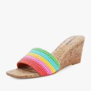 Wedge Sandals for Women Open Toe Wedge Heels Womens High Heel Sandal Square Toe Heeled Wedge Sandals Wood Grain Slip on Wedge Mules Size 7