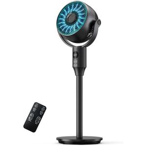 JYMIPA Oscillation Standing Fan for Bedroom, 79ft Airflow Whisper Quiet Pedestal Fan with 3 Modes, 8 Speeds, 90° Air Circulator with Remote, Timer, 24-42" Adjustable Height Desk Fan for Home Office