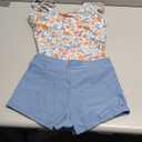 Eomenie Women's Swimsuit Tankini Set Modest Tummy Control Slimming Bathing Suits Two Piece Swim Suit with High Waisted Short (Large, Blue and Floral)